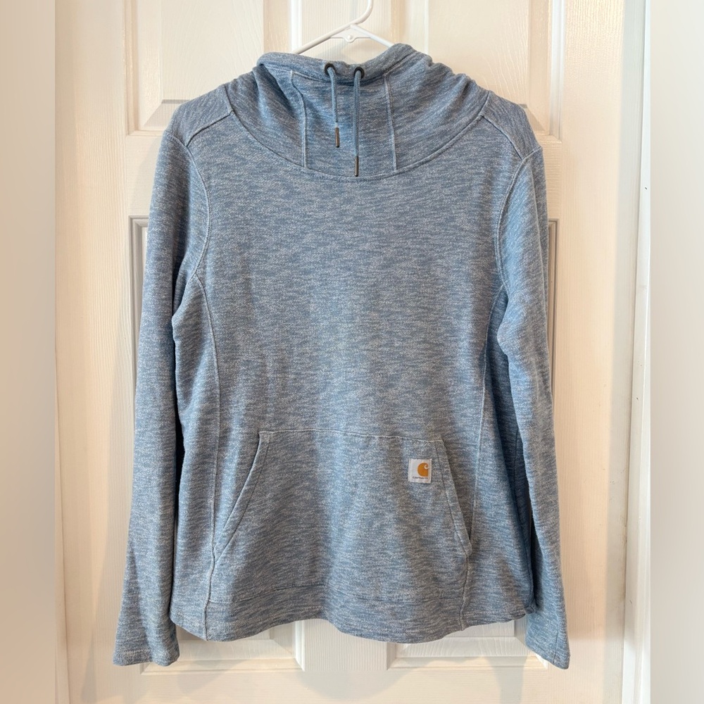 Carhartt Women's Heathered Blue Cowl Neck Sweater